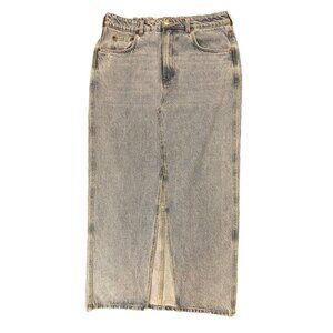 Industry Women’s Midi Jean Skirt Size 10 Blue Denim Pockets Front Slit NWT $68